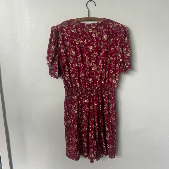 Vintage Floral Romper 1990’s Red Flower Print Jumpsuit 90’s Preppy Playsuit - Picture 7 of 8